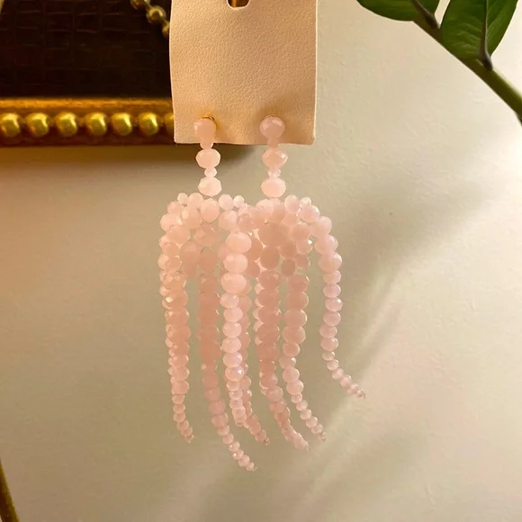 Free People, pink crystal multi-armed chandelier earrings, NWT!! - Picture 2 of 4